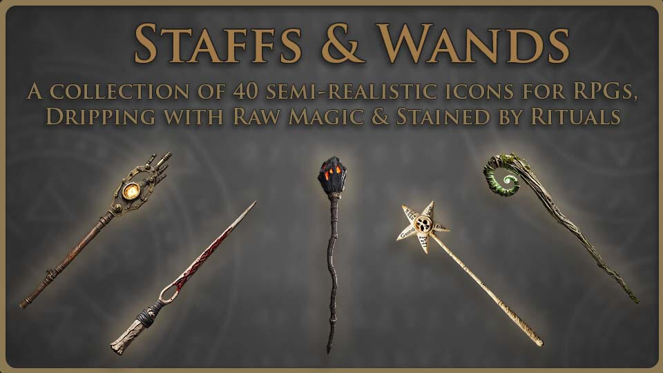 Staffs & Wands - 2D Semi Realistic Assets